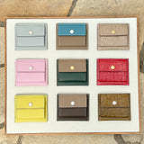 [French calf] <br>mini snap wallet<br>color: taupe x dark green