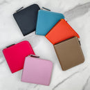 [French calf] <br>Half L zip wallet<br>color: Fuchsha pink