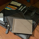 [French calf] <br>bill clip<br>color: dark brown