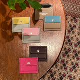 [French calf] <br>mini snap wallet<br>color: Jean blue x taupe