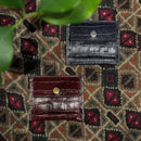 [クロコパターンレザー] <br>ミニスナップウォレット<br>color：ダークブラウン