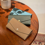 [French calf] <br>flap long wallet<br>color: taupe
