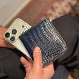 [Indigo dyed crocodile] <br>Half L zip wallet<br>[Made to order]
