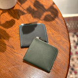 [French calf] <br>Half L zip wallet<br>color: dark green