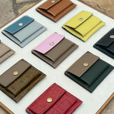 [French calf] <br>mini snap wallet<br>color: taupe x dark green