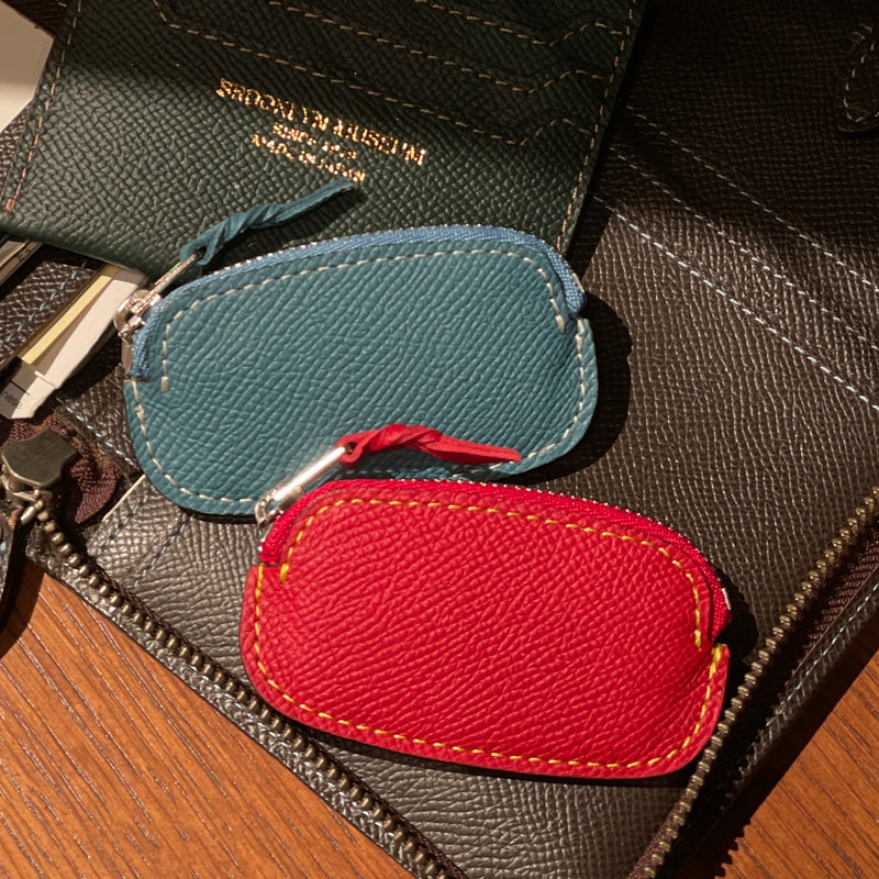 [フレンチカーフ] <br>スマートコインケース<br>color：ジーンブルー