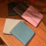 [French calf] <br>Half L zip wallet<br>color: dark brown