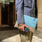 [French calf] <br>Combination clutch bag<br>color: Aqua Blue x Tope