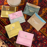 [French calf] <br>mini snap wallet<br>color: taupe x dark green