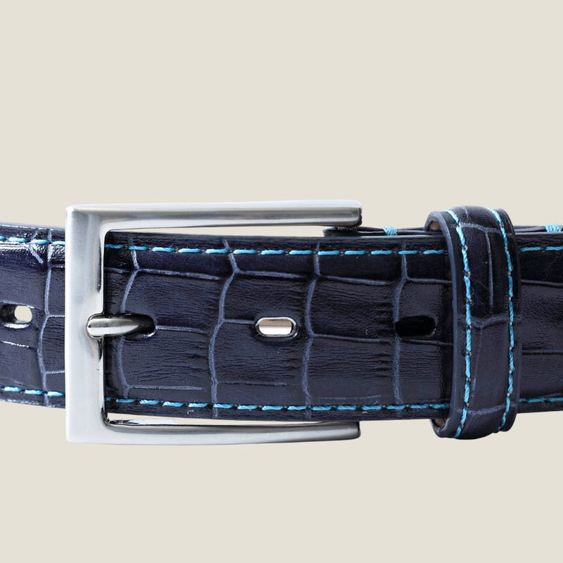 [Croco pattern leather] <br>35mm belt<br>color: Ink blue