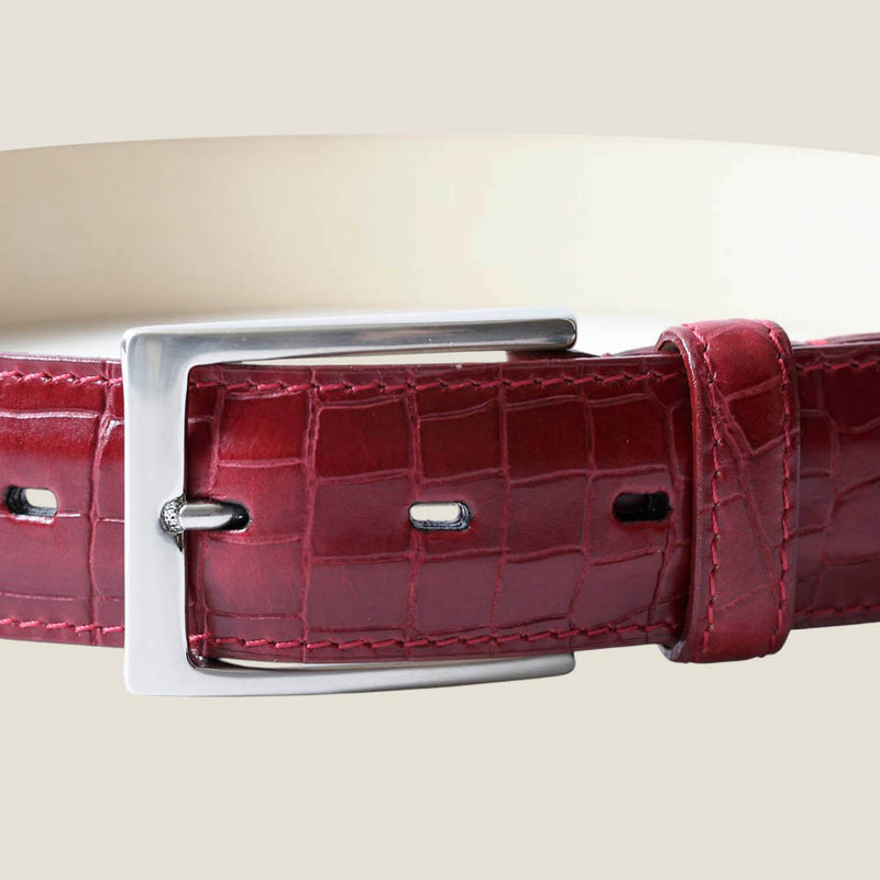 [Croco pattern leather] <br>35mm belt<br>color:ワインレッド