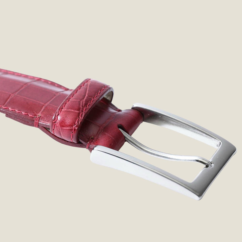 [Croco pattern leather] <br>35mm belt<br>color:ワインレッド