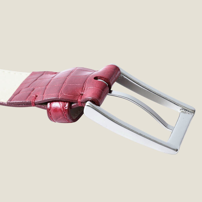 [Croco pattern leather] <br>35mm belt<br>color:ワインレッド