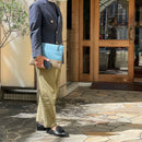 [French calf] <br>Combination clutch bag<br>color: Aqua Blue x Tope<br>【Build-to-order manufacturing】