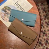 [フレンチカーフ] <br>フラップロングウォレット<br>color：ジーンブルー