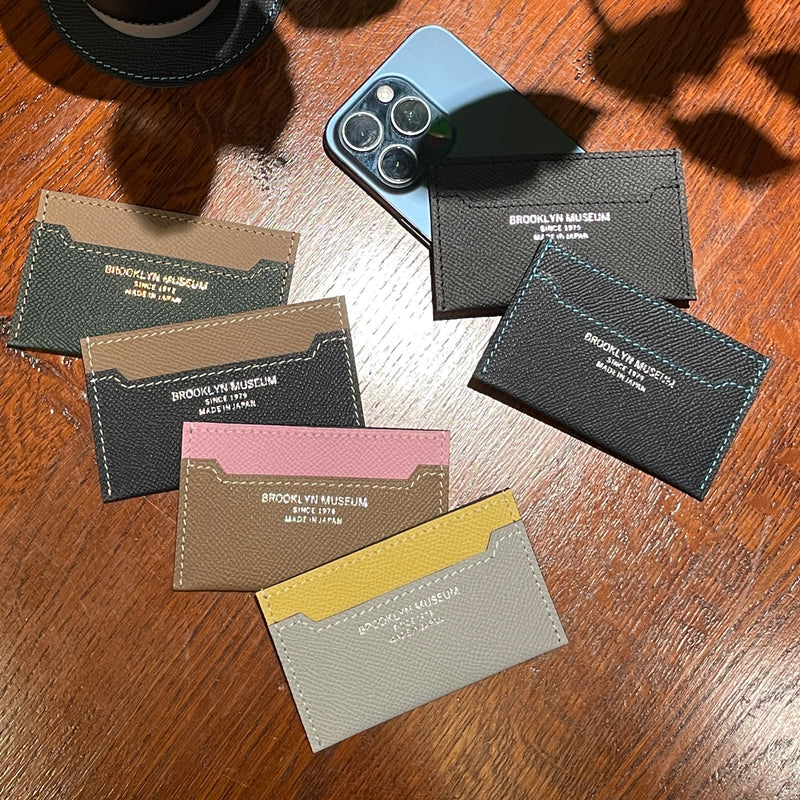 [フレンチカーフ] <br>コンパクトカードケース<br>color：トープ×モーヴピンク
