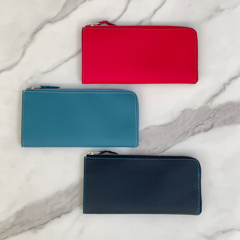 [French calf] <br>L Zip long wallet<br>color: Fuchsha pink