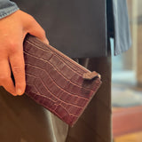 [Croc pattern] <br>L zip long wallet<br>color: dark brown
