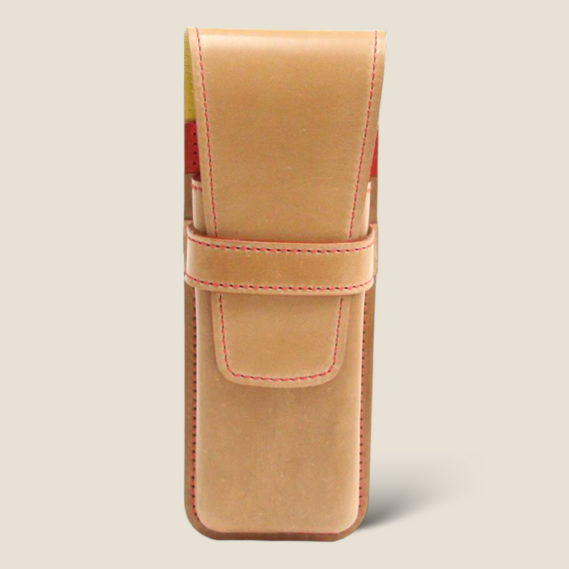 [Gloss Cordovan] <br>3 pen case<br>color: Beige<br>【Build-to-order manufacturing】