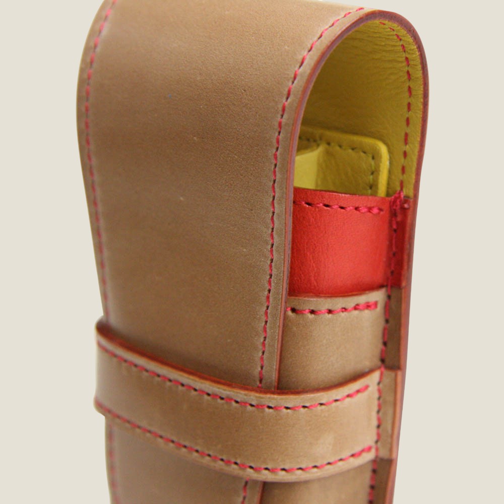 BROOKLYN OIL CORDOVAN ペンケース 3本差し グロスコードバン] 3本ペンケースcolor：ベージュ【ご予約受付中：お