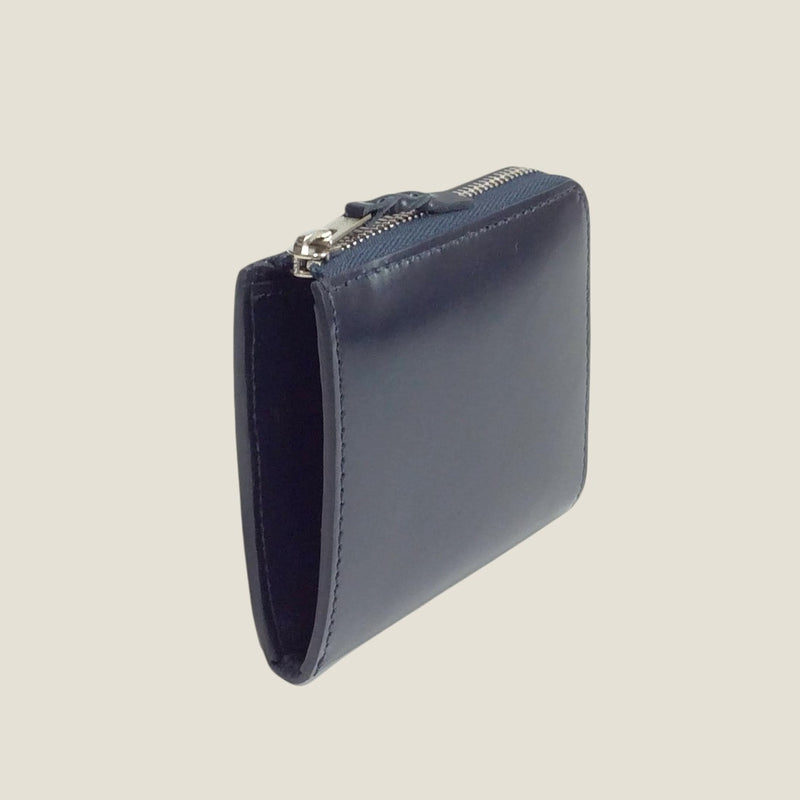 [BOXカーフ] <br>ハーフLジップウォレット<br>color：ネイビー<br>【受注生産】