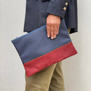 [French calf] <br>Combination clutch bag<br>color: Ink blue x red