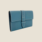 [French calf] <br>belt card case<br>color: Jean blue