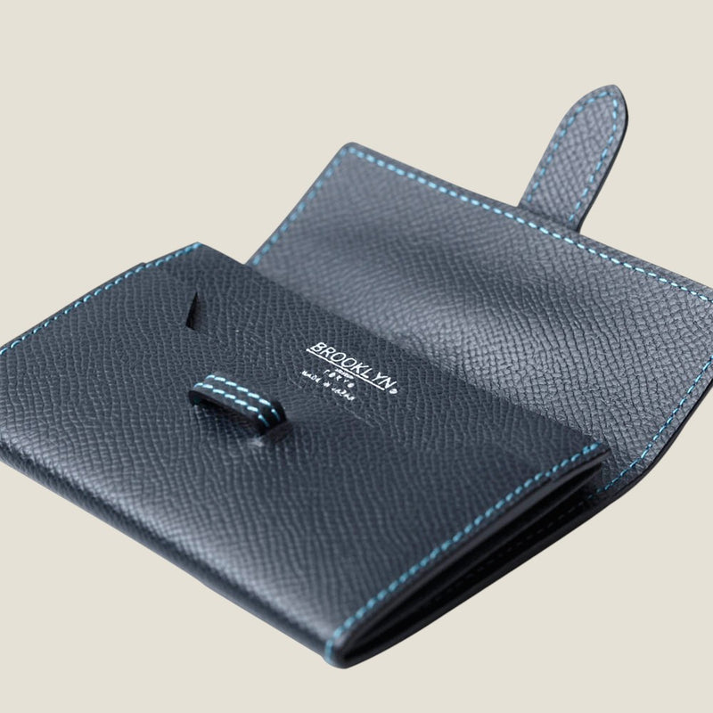 [フレンチカーフ] <br>ベルトカードケース<br>color：ネイビー