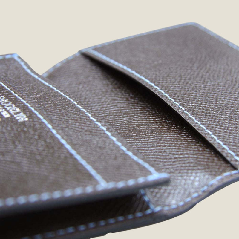 [French calf] <br>Through gachi card case<br>color: Dark brown