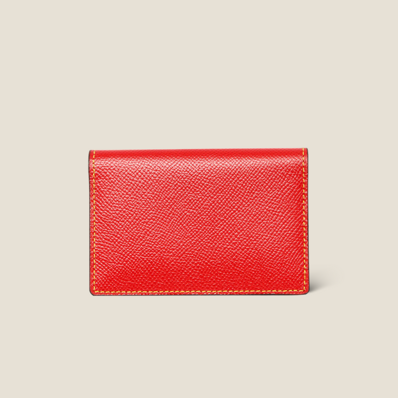 [French calf] <br>Through gachi card case<br>color: Red<br>【Build-to-order manufacturing】
