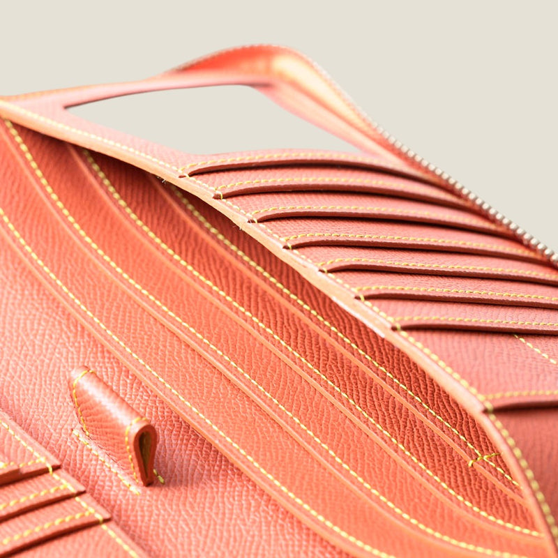 [フレンチカーフ] <br>パスポートケース <br>color：オレンジ