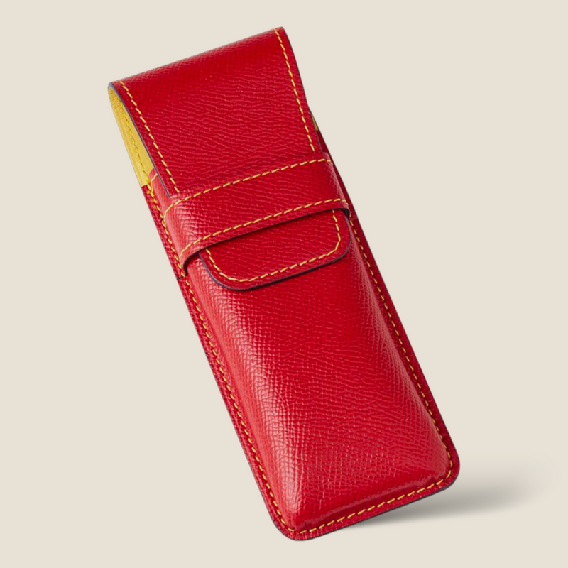 [French calf] <br>3 pen case<br>color: Red<br>【Build-to-order manufacturing】