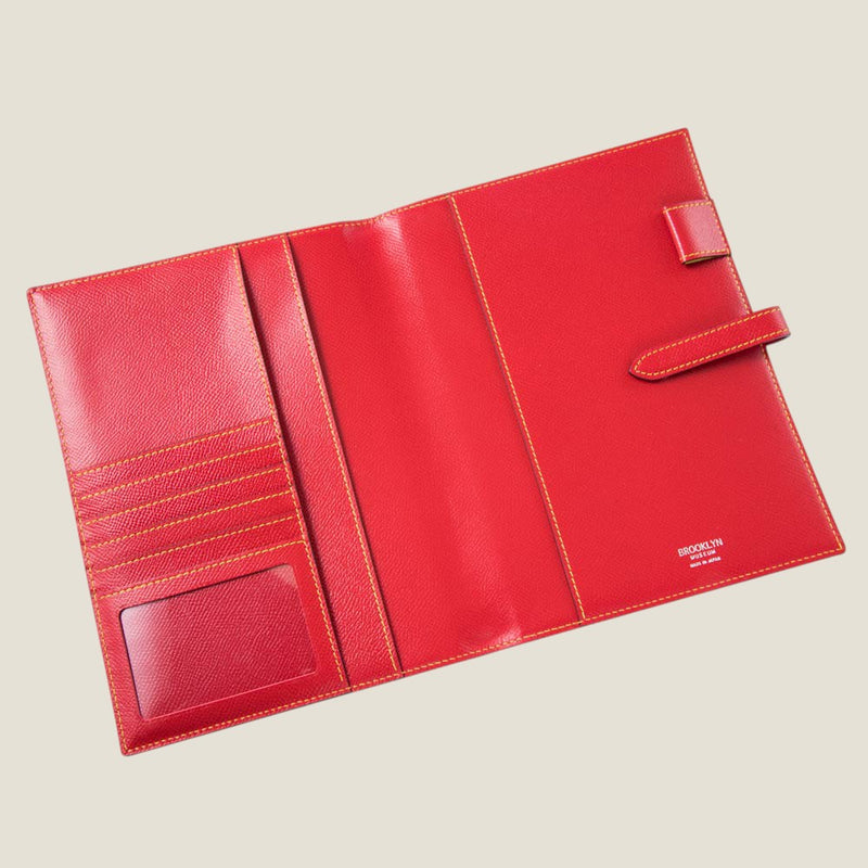 [フレンチカーフ] <br>A5手帳カバー<br>color：レッド<br>【受注生産】