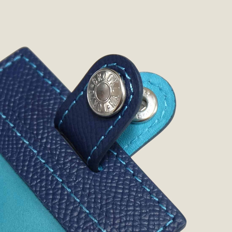 [French calf] <br>ID strap both sides vertical<br>color: Ink blue