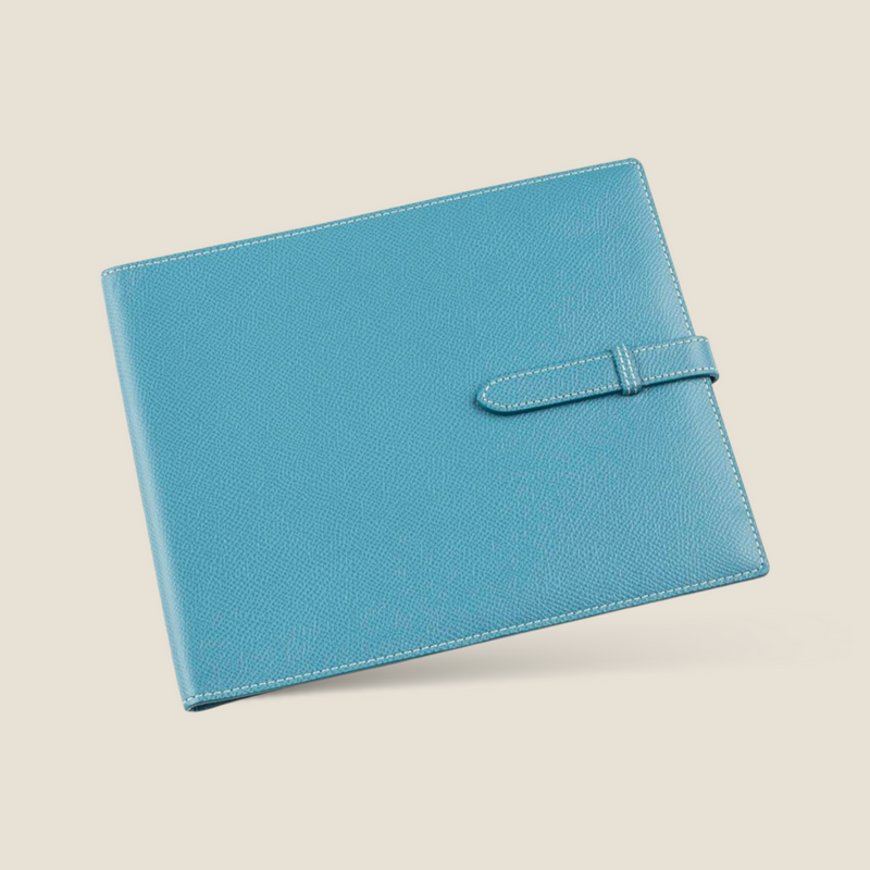 [French calf] <br>16 x 19.2 Notebook cover<br>color: Aqua Blue