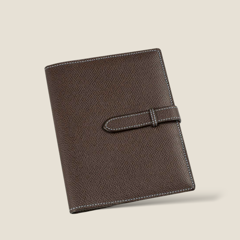 [French calf] <br>A6 notebook cover<br>color: Dark brown<br>【Build-to-order manufacturing】