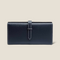[French calf] <br>Long wallet with belt<br>color: Navy x off -white stitch