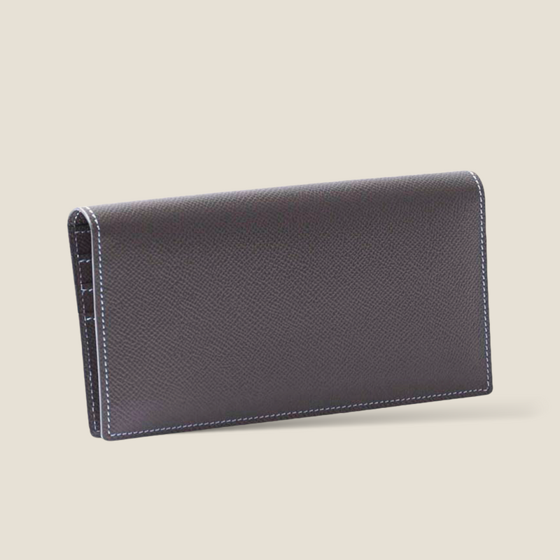 [French calf] <br>Long wallet (no coin purse)<br>color: Dark brown