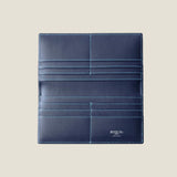 [フレンチカーフ] <br>ロングウォレット(小銭入れなし)<br>color：ネイビー<br>【ご予約受付中：お届け目安３ヶ月程】