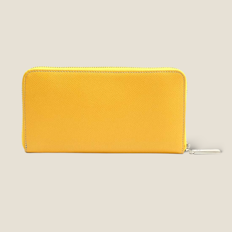 [French calf] <br>Round zip long <Standard><br>color: Yellow<br>【Build-to-order manufacturing】