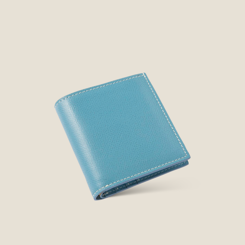[French calf] <br>Mini wallet<br>color: Aqua Blue<br>【Build-to-order manufacturing】