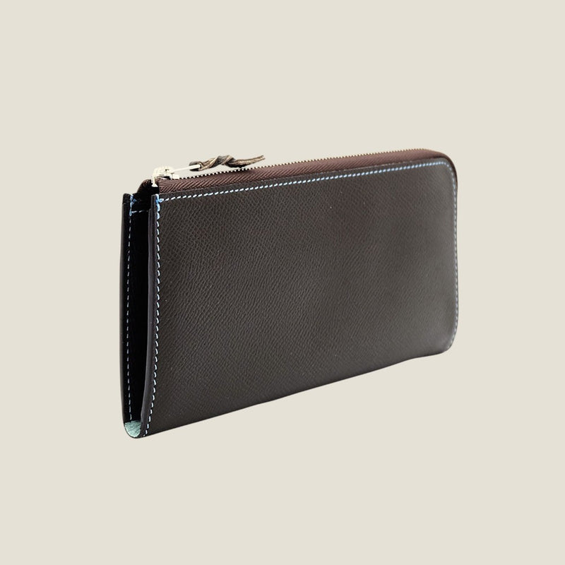 [French calf] <br>L Zip long wallet<br>color: Dark brown