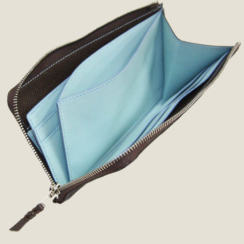 [French calf] <br>L Zip long wallet<br>color: Dark brown