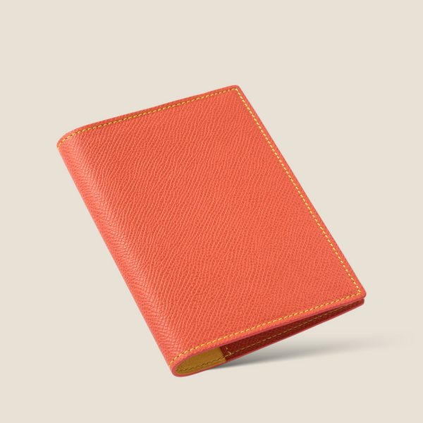 フレンチカーフ] 内盛りパスポートケースcolor：オレンジ【受注生産 