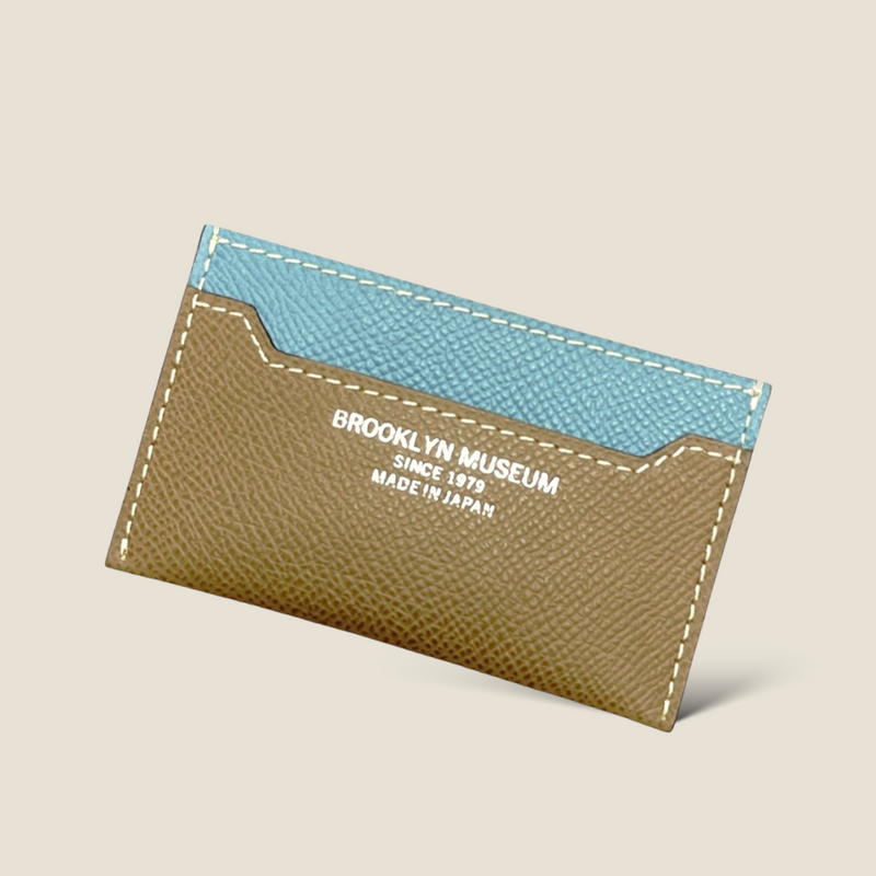 [French calf] <br>Compact card case<br>Color: Tope x Gene Blue<br>【Build-to-order manufacturing】