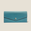 [French calf] <br>Flap long wallet<br>color: Gene Blue<br>【Build-to-order manufacturing】