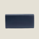 [French calf] <br>Flap long wallet<br>color: Navy x off -white stitch