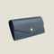 [French calf] <br>Flap long wallet<br>color: Navy x off -white stitch