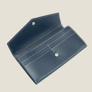 [French calf] <br>Flap long wallet<br>color: Navy x off -white stitch
