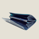 [French calf] <br>Flap long wallet<br>color: Navy x off -white stitch